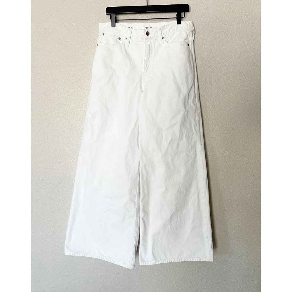 J.Crew High-Rise Superwide-Leg Jeans White 100% Cotton Size 30 - Picture 1 of 8